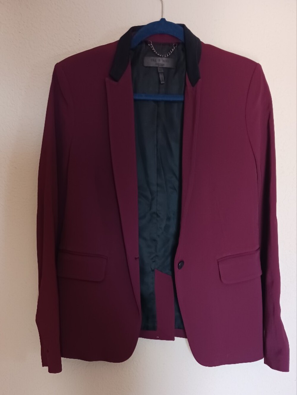 rag & bone Women's Burgundy Single-Button Blazer